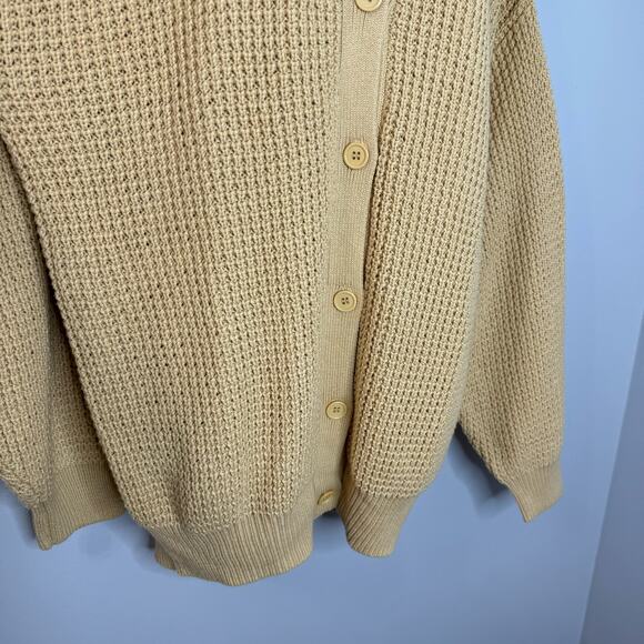 Qualfort Oversized 100% Cotton Waffle Knit Chunky Knit Sweater Tan Relax XL New - Picture 6 of 11